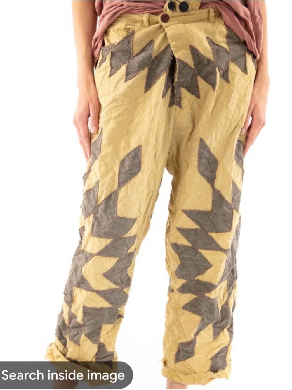 Magnolia Pearl tan soft yellow & grey patchwork pants - Picture 7 of 10